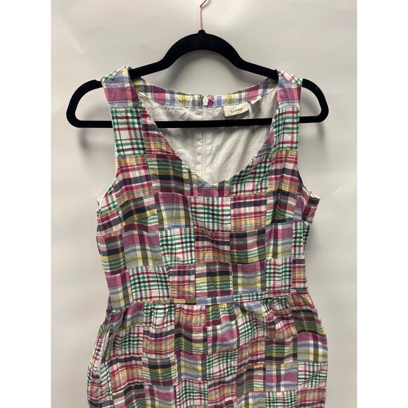 L.L. Bean Womens Plaid Sleeveless Summer Dress Size 10 - Picture 3 of 8